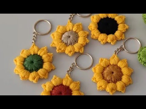 crochet cute sunflower keychain !!step by step sunflower tutorial sunflower!! crochet keychain patrn