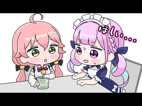 【手描き】みこちのお菓子を欲しがるあくあ【さくらみこ/湊あくあ/ホロライブ切り抜き】【切り抜き漫画】