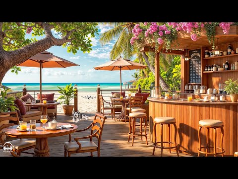 Positive Jazz at Seaside Cafe Ambience with Relaxing Bossa Nova Jazz & Ocean Waves for Great moods