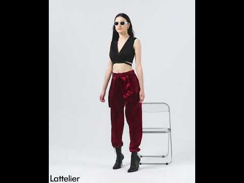 ❤️ Satin Drawstring Jogger Pants- Burgundy