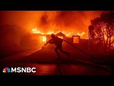 ‘Thousands of firefighters’ battling flames before high winds return in California