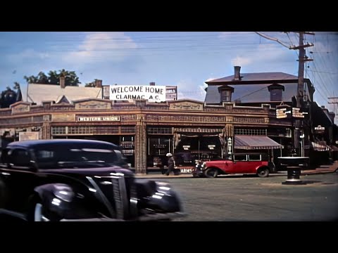 Franklin, Massachusetts 1930s in color [60fps,Remastered] w/sound design added