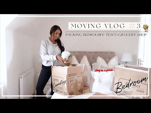 MOVING VLOG #3 | Packing Bedroom, Tesco Food Shop & More packing!