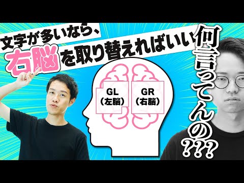 文字コードを脳にたとえて説明する。GL領域は左脳で、GR領域は右脳。【文字コード2】#93