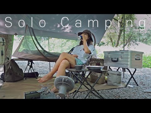 Summer Camping I Solo Camping I Cot Tent Review I Summer Forest Camping ASMR