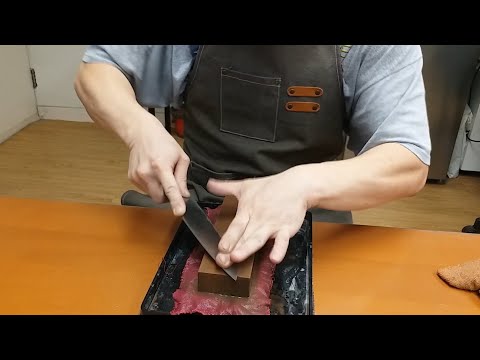 How to Sharpe a Chef Knife (with just medium grit whetstone stone) 西式主廚刀 (磨刀石磨刀 香港磨刀 磨刀班)