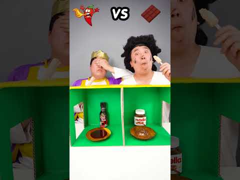 Spicy Sauce vs chocolate sauce? | TikTok Funny Video twins ice cream mukbang | HUBA #shorts