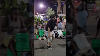 Talented street drummers with a bonus dancer performance 🤣 #streetdrummer #dummer #streetperformance