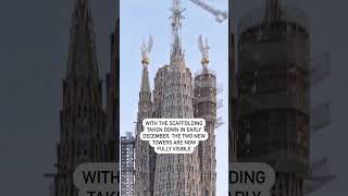 Barcelona's Sagrada Família lits up its two new towers