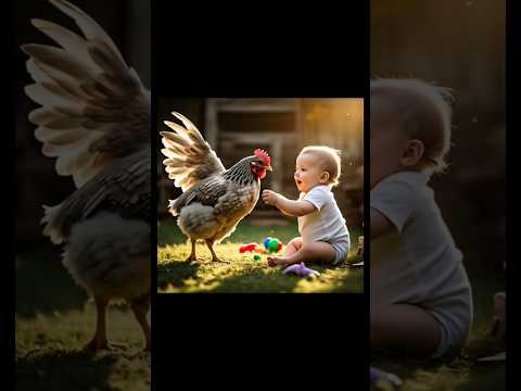 Funny moments of baby and hen #whatsappstatus #sadstatus #trending #funny #cute