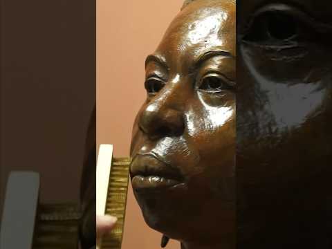 Artist Paul Barton puts the finishing touches on his bronze portrait sculpture of #ninasimone