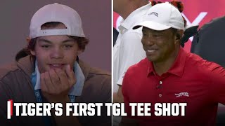 Charlie Woods watches Tiger's opening tee shot in the TGL ⛳️ | TGL on ESPN