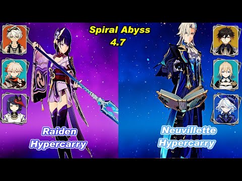 (4.7) C0 Raiden Hypercarry & C0 Neuvillette Hypercarry Spiral Abyss Floor 12 Full Star_F2P