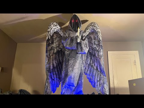 Lowes Haunted Living 8ft Cemetery Angel! My first unboxing/setup/demo  #loweshalloween #halloween