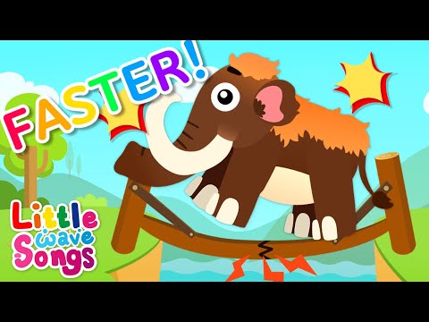 Faster!💦 London Bridge is Falling Down with Mammoth | Nursery Rhymes For Toddlers | Little Wave Son