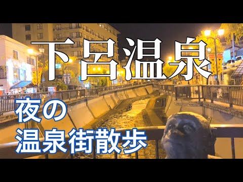 【下呂温泉】岐阜県、夜の下呂温泉街を散歩する日曜日の宿泊みせかけ動画