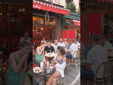 Summer Walk in Paris, Parisian Cafés #paris2023 #4kwalks