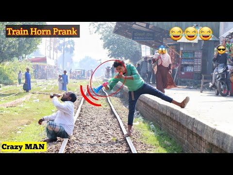 Best Of The Train Horn Prank 🤣🤣 Train Horn Prank in Public Place | Try To Not Lough - By ComicaL TV