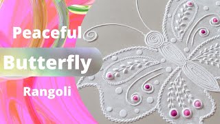 Peaceful Butterfly Rangoli| Beautiful Embroidery Butterfly Kolam | Tamil.#StressRelief #Simple #Easy