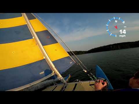 Hobie 16 First Time Flying a Hull