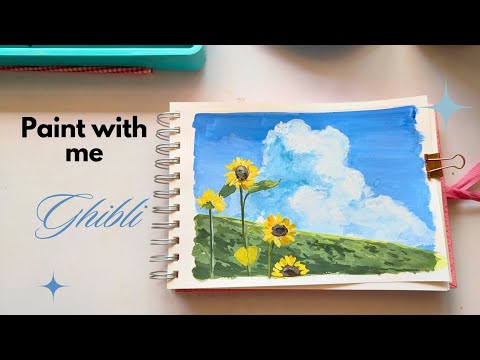 Ghibli scene with himi gouache | sunflower scene 🌻