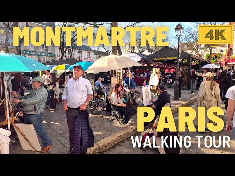 Guided Walk Tour through Must-See Places in Montmartre, 4K Walk in April 2024