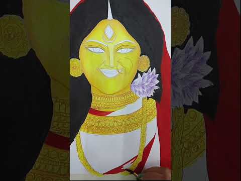 Maa Durga Face Drawing | Rate this Art | #paramaart #watercolorpainting #art #shorts