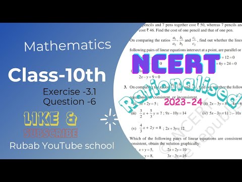 Class-10,Maths, chapter-3,Ex-3.1,Q-6 || NCERT RATIONALISED 2023-24|| Board exam||class 10 maths