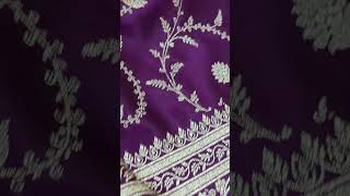 Exclusive purple Banarasi katan silk saree in jaal weaving #banarasisaree #handloomsaree #sareeusa