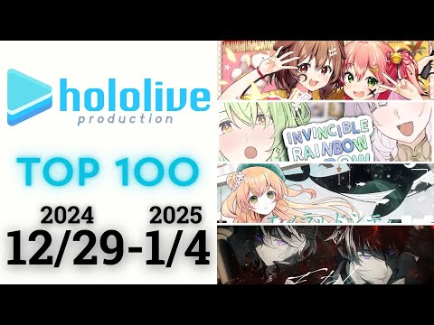 【2024/12/29-2025/1/4】ホロライブ 歌ってみた&オリジナルソング 週間再生数ランキング TOP 100 + 新曲