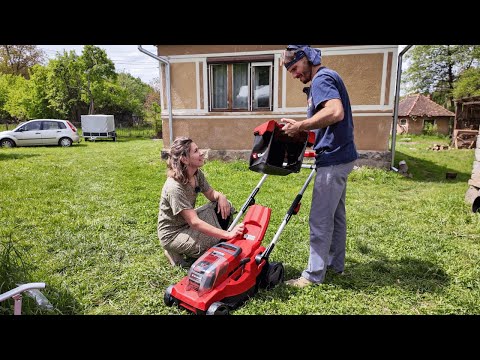 We got a battery-powered lawnmower