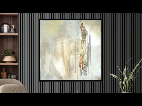 DIY Textured Wall Art with NATURAL Elements: WABI SABI Abstract Acrylic Painting on Canvas (445)