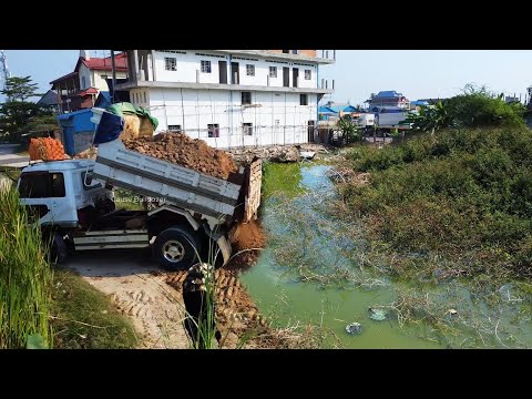 Excellent full video!! 1Day complete 100% morning to night process by old dozer with dump truck