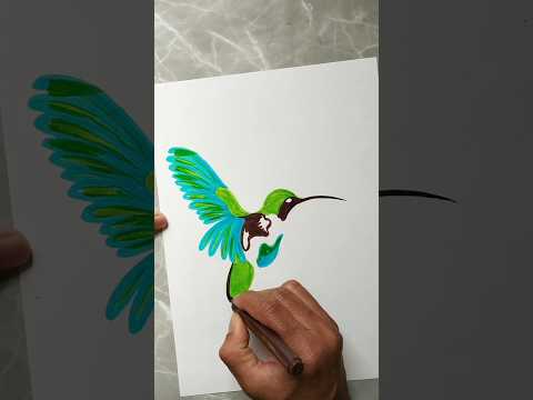 Hummingbird Art #birds #birddrawing #colour #howtodraw #penart #shortvideo