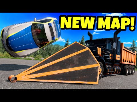 Flinging Police Cars During a Chase on a NEW Map in BeamNG Drive Mods!