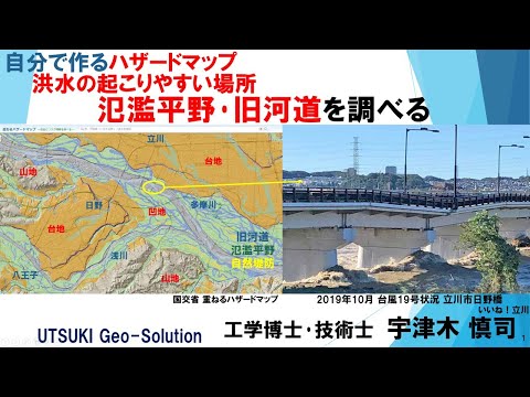 自分で作るハザードマップ⑯　洪水の起こりやすい場所 氾濫平野･旧河道を調べる編「重ねるハザードマップ(国交省)」