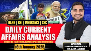 16th January 2025 Daily Current Affairs | RBI Corner | Trending Geo-Political Issues | Kapil Kathpal