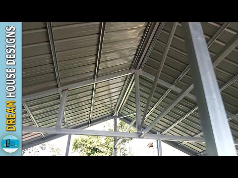 Low-cost Steel Frame House Design Ideas | Half Metal Wall Cladding & Half Concrete