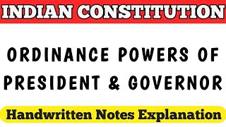 Ordinance Power of President and Governor || President Powers UPSC #upsc