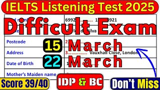 15 MARCH & 22 MARCH 2025 IELTS LISTENING TEST WITH ANSWERS | IELTS | BC & IDP