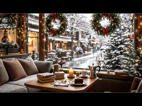 Cozy Christmas Coffee Shop Ambience with Smooth Jazz Music 🧣🎧 Winter Ambience for Relaxing, Studying