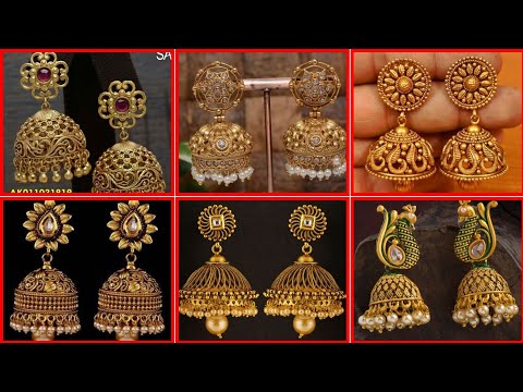 Traditional South Indian Bridal Jewelry Sets Ornate Gold Jhumki Earrings for Festivals