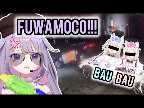 [Both POV] FUWAMOCO damages Biboo's CAR, then RUN AWAY while Biboo chases them [HoloGTA] | Hololive