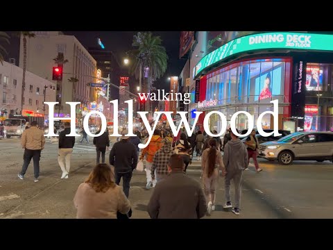 Walk around Hollywood, California on a Saturday Night. Walking Tour of Hollywood!