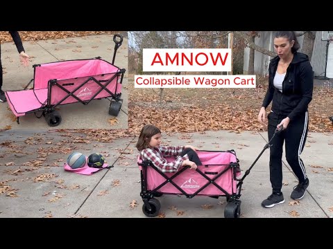 AMNOW Collapsible Beach Wagon Cart with back opening! #wagon #collapsiblehandcartrolling #wagons