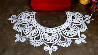 unique Alpona Design For Festivals / Creative Rangoli Designs for Beginners / easy door alpona