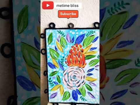 #shorts Floral acrylic painting | Handpainted acrylic floral| Flower painting #painting #acrylics