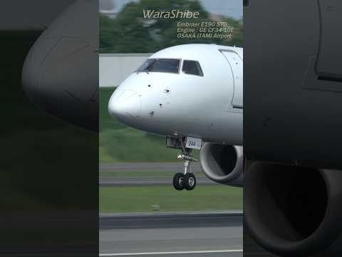 JAL EMBRAER E190 | Landing: Touchdown with flare maintained | Osaka ITAMI Airport