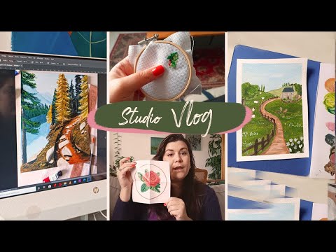 STUDIO VLOG de printemps 🌼🌼🌼 : PEINTURE, BRODERIE, et on continu la collection de papeterie  !!!