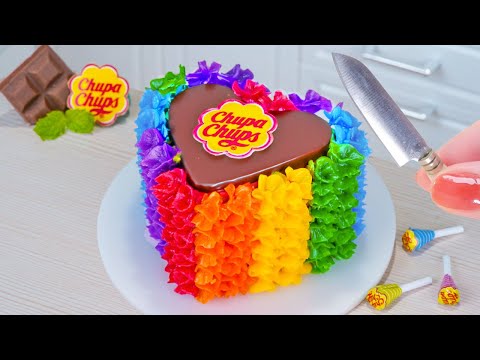 Rainbow Chocolate Chupa Chups Cake 🌈🍫 So Tasty Miniature Rainbow Cake Decorating | Tiny Cakes